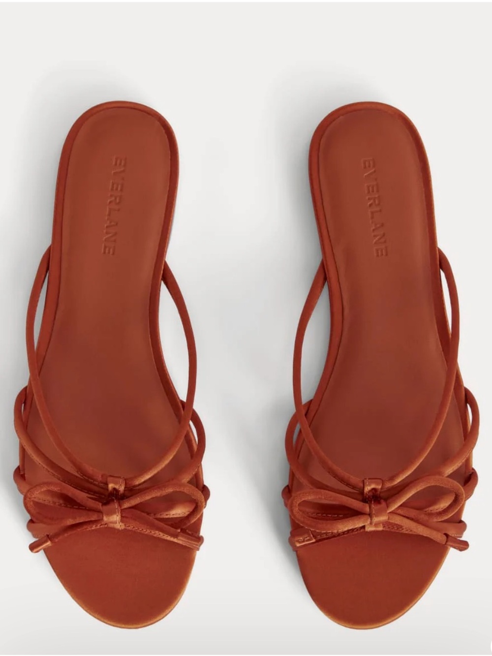 Everlane Deep Amber Satin Knotted Slide Sandals - Picture 2 of 5